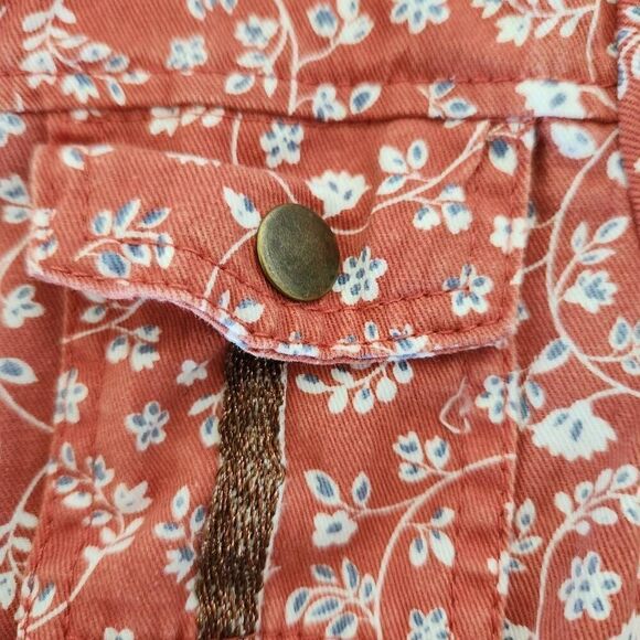 Little Lass girls 6x autumn floral burnt orange button up faux fur hooded jacket - Picture 4 of 7